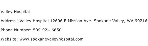 Valley Hospital Address Contact Number