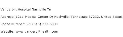 Vanderbilt Hospital Nashville Tn Address Contact Number