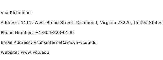 Vcu Richmond Address Contact Number