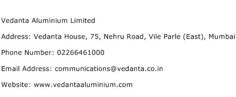 Vedanta Aluminium Limited Address Contact Number