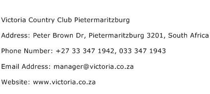 Victoria Country Club Pietermaritzburg Address Contact Number