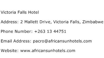 Victoria Falls Hotel Address Contact Number
