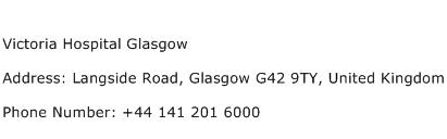 Victoria Hospital Glasgow Address Contact Number