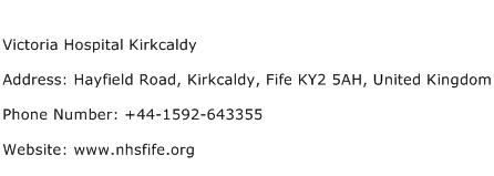Victoria Hospital Kirkcaldy Address Contact Number