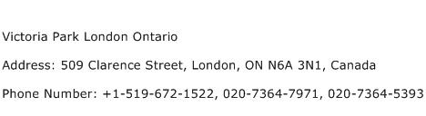 Victoria Park London Ontario Address Contact Number