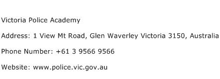 Victoria Police Academy Address Contact Number