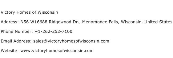 Victory Homes of Wisconsin Address Contact Number