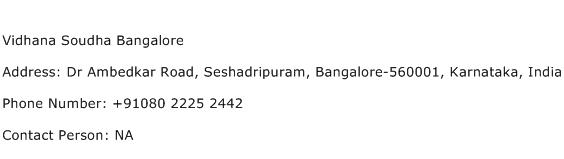 Vidhana Soudha Bangalore Address Contact Number