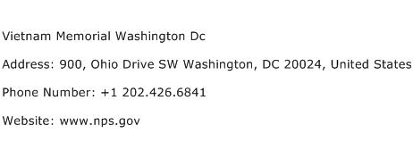Vietnam Memorial Washington Dc Address Contact Number