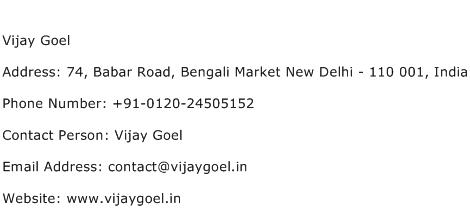 Vijay Goel Address Contact Number