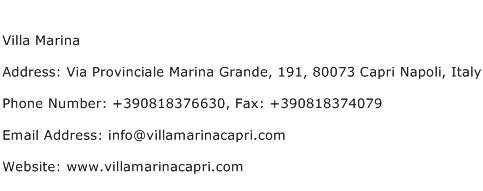 Villa Marina Address Contact Number