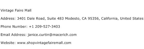 Vintage Faire Mall Address Contact Number