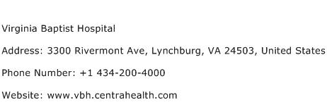 Virginia Baptist Hospital Address Contact Number
