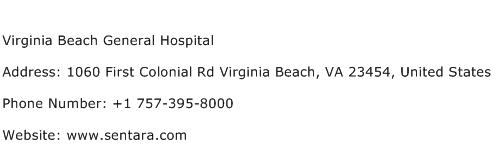 Virginia Beach General Hospital Address Contact Number
