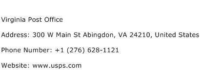 Virginia Post Office Address Contact Number
