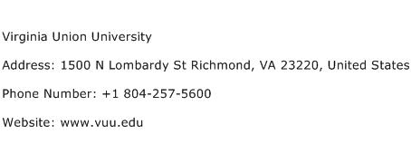 Virginia Union University Address Contact Number