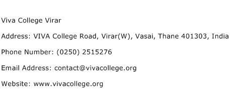 Viva College Virar Address Contact Number