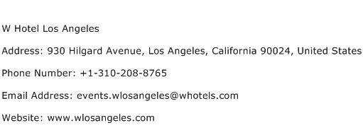 W Hotel Los Angeles Address Contact Number