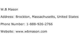 W.B Mason Address Contact Number