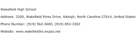 Wakefield High School Address Contact Number