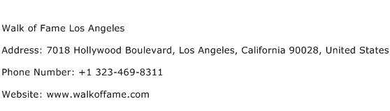 Walk of Fame Los Angeles Address Contact Number