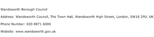Wandsworth Borough Council Address Contact Number