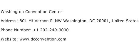 Washington Convention Center Address Contact Number