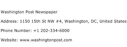 Washington Post Newspaper Address Contact Number