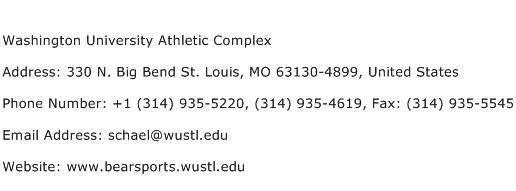 Washington University Athletic Complex Address Contact Number