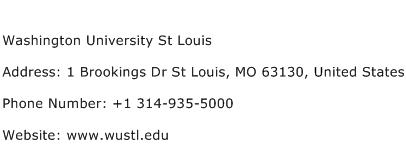 Washington University St Louis Address Contact Number
