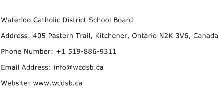 Waterloo Catholic District School Board Address Contact Number
