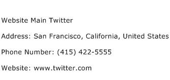 Website Main Twitter Address Contact Number