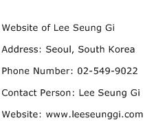 Website of Lee Seung Gi Address Contact Number