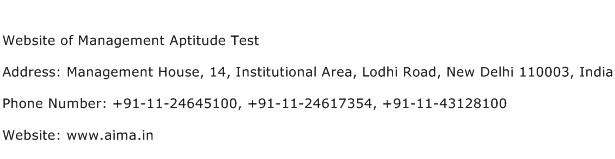 Website of Management Aptitude Test Address Contact Number