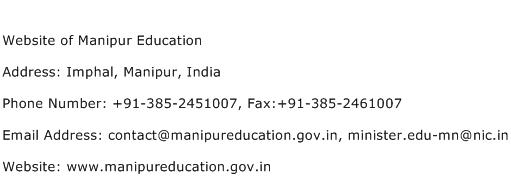 Website of Manipur Education Address Contact Number