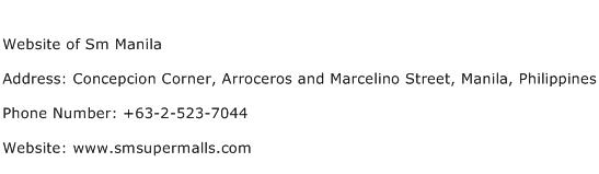 Website of Sm Manila Address Contact Number