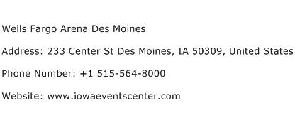 Wells Fargo Arena Des Moines Address Contact Number