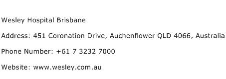 Wesley Hospital Brisbane Address Contact Number