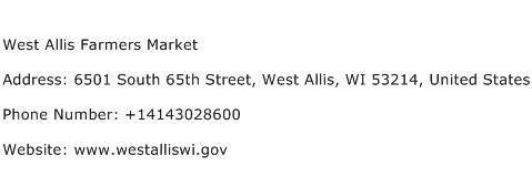 West Allis Farmers Market Address Contact Number