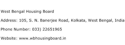 West Bengal Housing Board Address Contact Number