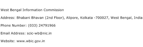 West Bengal Information Commission Address Contact Number