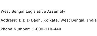 West Bengal Legislative Assembly Address Contact Number