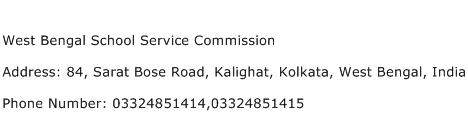 West Bengal School Service Commission Address Contact Number