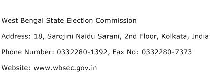 West Bengal State Election Commission Address Contact Number