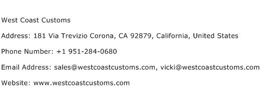 West Coast Customs Address Contact Number