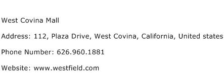 West Covina Mall Address Contact Number