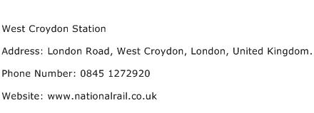 West Croydon Station Address Contact Number