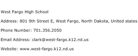West Fargo High School Address Contact Number
