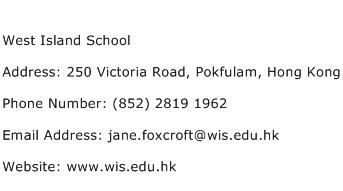 West Island School Address Contact Number