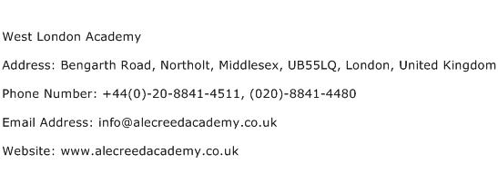 West London Academy Address Contact Number